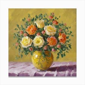 Roses In A Vase 6 Canvas Print