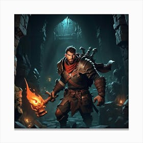 Warrior In A Cave Canvas Print