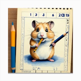 Hamster With Pencil 2 Canvas Print