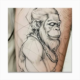 Hanuman Hindu God Tattoo Canvas Print