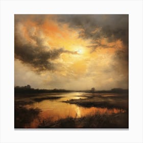 Sunset Over The River 3 Canvas Print