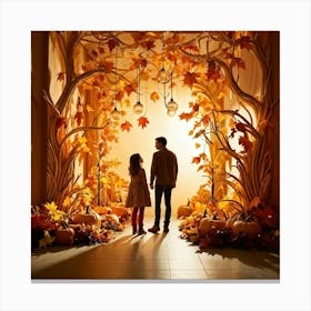 Autumn Themed Generative Light Decor Captures The Essence Of Thanksgiving Manipulations Of Holiday (6) Canvas Print