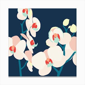 Navy Orchid Square Canvas Print