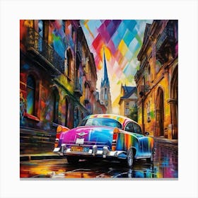 Old Car In The Rain Canvas Print