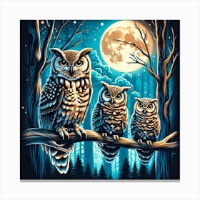 Owls In The Forest Canvas Print