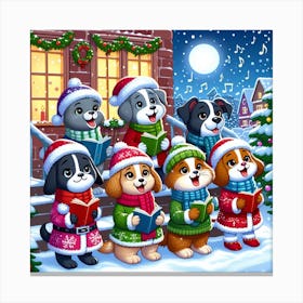 Christmas Dogs Singing Canvas Print