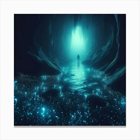Cave With Glowing Fungus Canvas Print