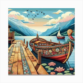 Boat On A Dock 1 Canvas Print