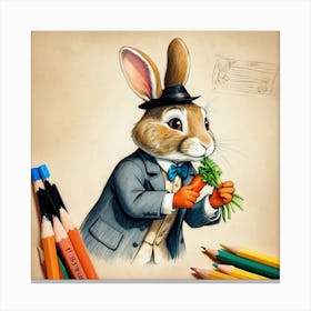 Rabbit With Carrots 42 Canvas Print