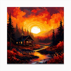 Sunset Cabin 1 Canvas Print