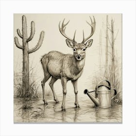 Deer In The Desert 1 Canvas Print