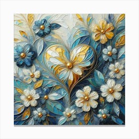 Heart Painting and flowers acrylic art 1 Canvas Print