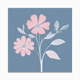 A White And Pink Flower In Minimalist Style Square Composition 459 Canvas Print
