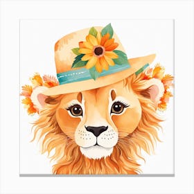 Floral Baby Lion Nursery Painting (19) Canvas Print