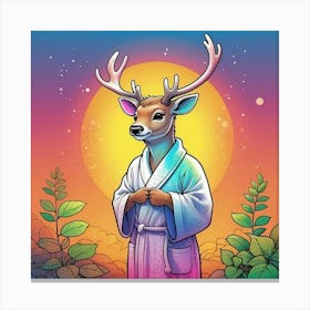 Deer In Robe 8 Canvas Print