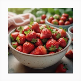 Fresh Ripe Delicious Strawberries In Bowl Healthy Food And Vegetarian 0 Canvas Print