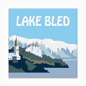 Lake Bled Winter Bold Illustration Canvas Print