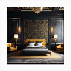 Black And Gold Bedroom 1 Canvas Print