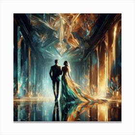 Couple in a hall with crystal texture 1 Canvas Print
