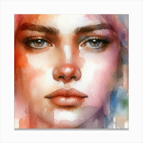 Watercolor Portrait Of A Woman 30 Canvas Print