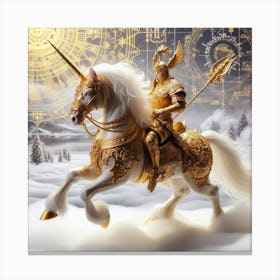 Unicorn On A Horse Canvas Print