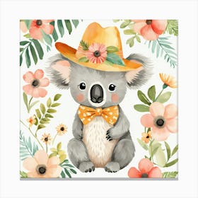 Floral Baby Koala Nursery Illustration (22) 1 Canvas Print