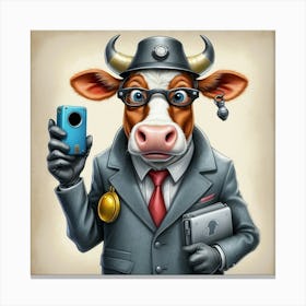 Cow In Business Suit 4 Canvas Print