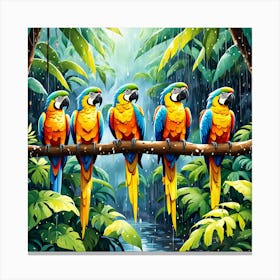 Parrots In The Rain art print 1 Canvas Print