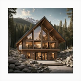 Cabin In The Mountains 5 Canvas Print