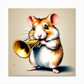 Hamster Playing A Trumpet 2 Canvas Print