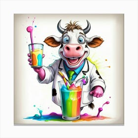 Cow In A Lab Coat 3 Canvas Print