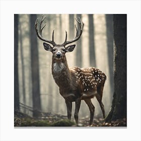 Deer In The Forest Haze Ultra Detailed Film Photography Light Leaks Larry Bud Melman Trending (75) Canvas Print