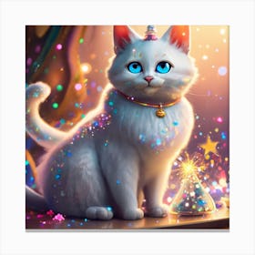 Cartoon Character A White Cat With A Silver Coat (1) Canvas Print