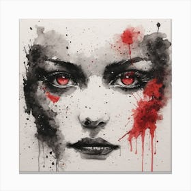 Bloody Face, ink, watercolour Canvas Print