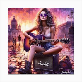 Playing Guitar On Sunset Boulevard Canvas Print