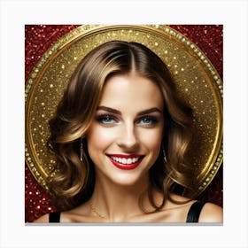 Beautiful Young Woman With Red Lipstick Canvas Print