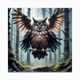 Owl In The Forest 77 Canvas Print