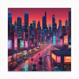 Cityscape At Night Canvas Print