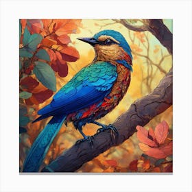 Bird In Autumn 1 Canvas Print