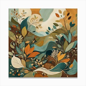 'Savannah', Floral Pattern, Abstract Piece With Organic Shapes And Earthy Colors art print Canvas Print