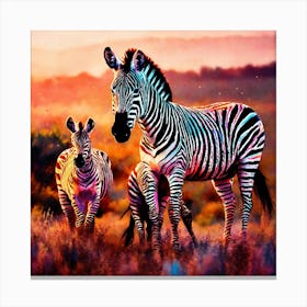 Herd of zebras Canvas Print