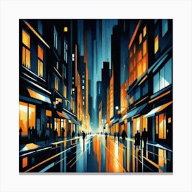 Night City Street Canvas Print