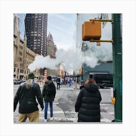 People On A Street In New York City Canvas Print