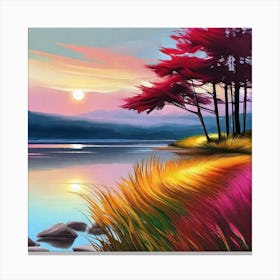 Sunset By The Lake 36 Canvas Print