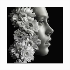 Portrait Of A Woman With Flowers 10 Canvas Print