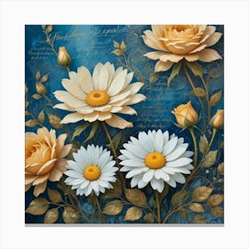 Daisies And Roses Canvas Print