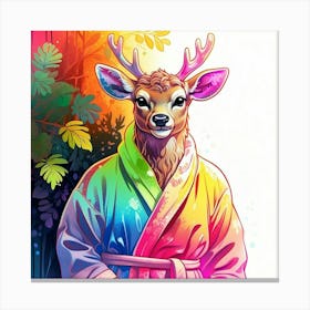 Deer In Bathrobe Canvas Print