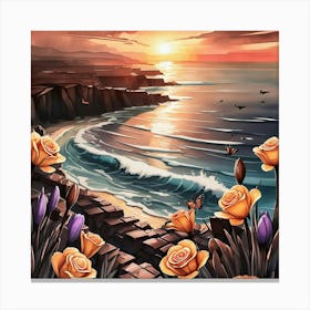 Sunset Roses Canvas Print