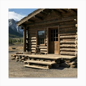 Log Cabin In The Mountains Canvas Print