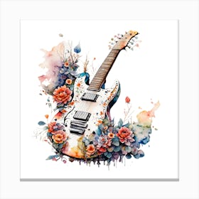 Electric Guitar With Flowers Canvas Print